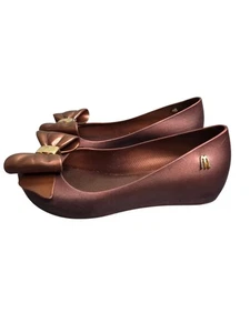 Melissa Ultragirl Mädchen braun Bronze Schleife Gummi Ballerinas Schuhe Größe 11 - Bild 1 von 9