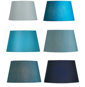 Blue Fabric Empire Drum Lampshade Table Or Ceiling Light Shade 4 Sizes 6 Colours - Picture 1 of 9