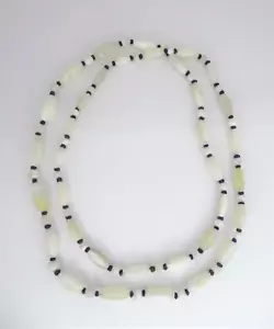 Oriental Banded White Agate Necklace 54" Around - Picture 1 of 6