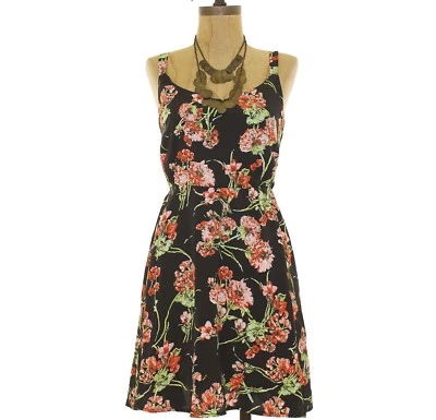 Urban Outfitters Band Of Gypsies Mini Dress Size S Black Floral Casual NEW B37 - Image 1 of 3