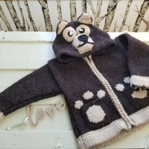 Inti Andes Handmade Wool Bear Hoodie, 2T - Picture 1 of 3