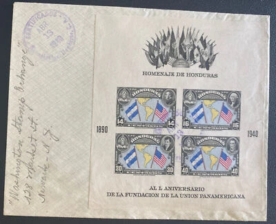 1940 Tegucigalpa Honduras First Day Souvenir Cover Panamerican Union - Image 1 of 2