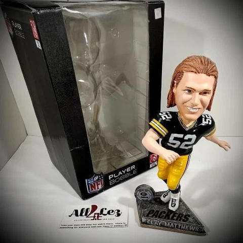2015 GREEN BAY PACKERS CLAY MATTHEWS "SPRINGY LOGO" BOBBLEHEAD FOCO #'d LE ~ NIB Cover