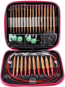 13 Pairs Interchangeable Circular Knitting Needles Set, Carbonized Bamboo Alumin - Picture 1 of 10