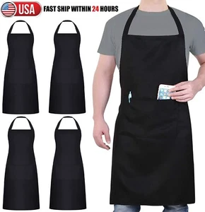 4× Waterproof Rubber Vinyl Apron w/ 2 Pockets Dishwashing Women Men Kitchen US - Picture 1 of 12