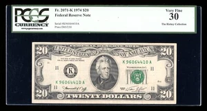 DBR 1974 $20 FRN Dallas Fr. 2071-K PCGS 30 Serial K96064410A - Picture 1 of 2