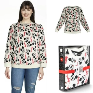 NWT Licensed Disney Mickey Mouse women's Plush Sweatshirt all over print M,L - Picture 1 of 6