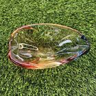 Cigar Glass Ashtray Mid Century Modern Hand Blown Tri-Color Glass Bowl  7" VNTG