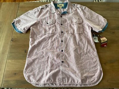 NWT Artful Dodger Short Sleeve Double Crosser Shirt Men’s 2XL Striped Cotton - Image 1 of 4