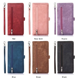 Leather Zipper Card Wallet Phone Case For iPhone 16 15 14 13 12 11 Pro Max XR XS - Picture 1 of 70