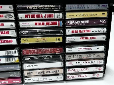 Lot Of 60 Cassette Tapes Country Folk Nice Mix Artists Soft Case Shoulder Strap - Image 1 of 4