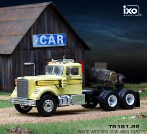 IXO 1970 White Western Star 4864 Yellow Tandem Axle Semi Truck Tractor  1/43