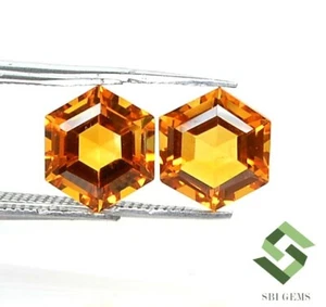 Par de piedras preciosas facetadas sueltas de corte de citrino natural de 8x8 mm 4,18 CTS - Imagen 1 de 8