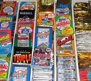 HUGE Lot of 100 Unopened Old Vintage Baseball Cards in Wax Cello Rack Packs - Picture 1 of 10