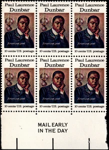 US Stamp Scott # 1554 Mail Early Block NH - 10 Cents Paul Dunbar American Poet - Picture 1 of 1