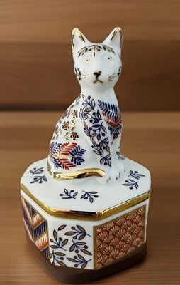 Caja baratija de porcelana vintage Takahashi Cat estilo Imari multicolor pintada a mano Foto 1 de 4