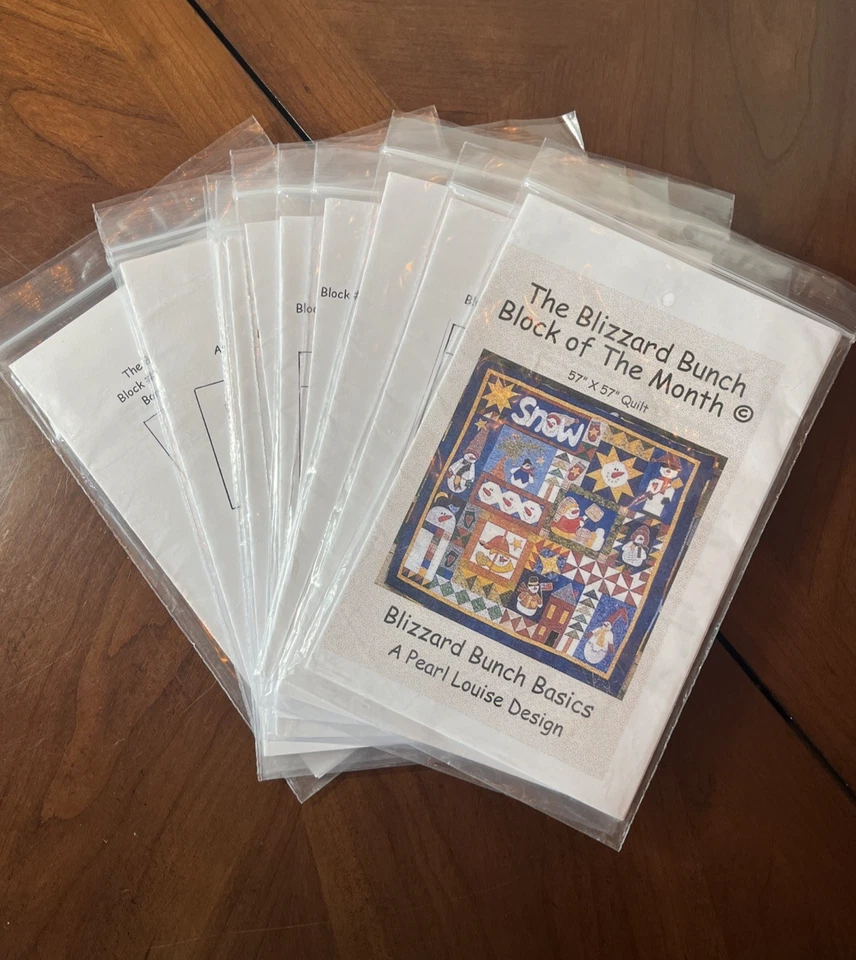 Blizzard Bunch Block of the Month 12 Patterns Pearl Louise 57"x57" Snowman Quilt - Image 1 of 4