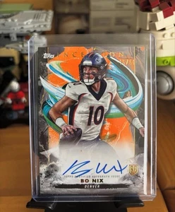 Fútbol americano Topps Inception 2024 Bo Nix naranja automático/50 colores partido RA-BN - Imagen 1 de 2