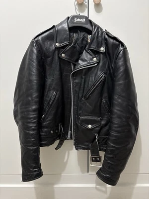 80s/90s Vintage 518 Schott NYC Perfecto Black Leather Motorcycle Jacket Size 38 - Image 1 of 4