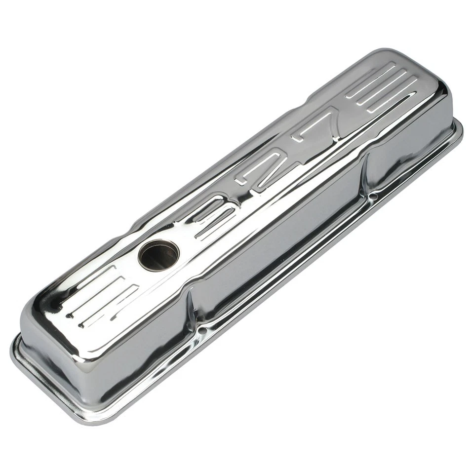 Trans Dapt Engine Valve Cover Set 9854; "327" Chrome Stamped Steel for Chevy SBC - Image 1 of 1