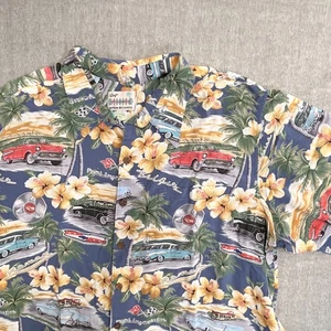 Reyn Spooner American Classics Mens Hawaiian Shirt Cars Sz XXL Rayon - Picture 1 of 8