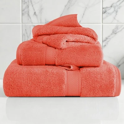 Egyptian Cotton Pile 800 GSM Plush Heavyweight Luxury Soft 3 Piece Towel Set - Image 1 of 3