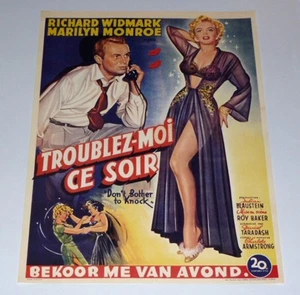 Marilyn Monroe Don't Bother to Knock (Troublez Moi Ce Soir) Belgium Repro Poster - Picture 1 of 1
