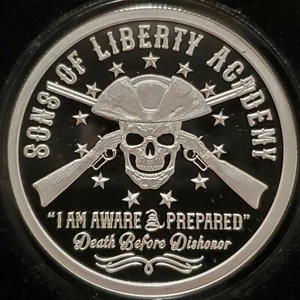 1 oz Escudo de Plata .999 HIJOS DE LA LIBERTAD ACADEMIA Muerte b4 Dishonor 2da Enmienda - Imagen 1 de 10