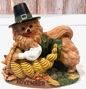 Danbury Mint Pomeranian Thanksgiving November Month Perpetual Calendar Figure - Picture 1 of 9