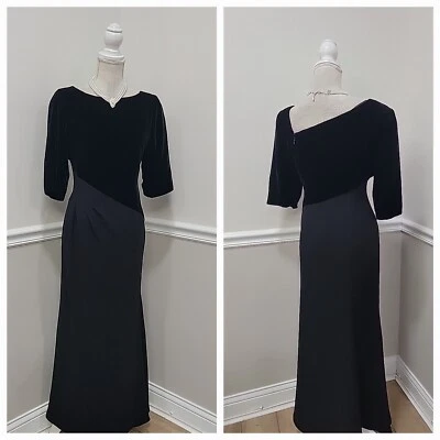 Maxi Vestido de Ópera/Vestido de Noche Neiman Marcus Kathryn Dianos Negro Terciopelo Años 80 De Colección Foto 1 de 4