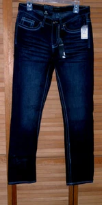 NUOVO CON ETICHETTE-JEANS UOMO RUE 21-NERO-SKINNY-32" CUCITURA INTERNA-100% COTONE-TAGLIA 28 - Foto 1 di 7