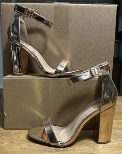 Womens Fashion Nova High Heels Sandals Shoes Rose Gold size 9 New! Must See! - Picture 1 of 9