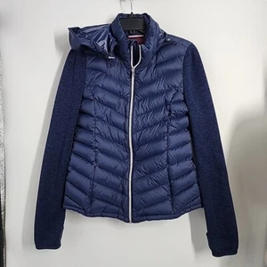 Tommy Hilfiger Size Small Packable Lightweight Premium Down Coat Blue Women Hood - Picture 1 of 12