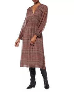 NWT JOIE ALQUINA MIDI SILK DRESS Anise Flower Multi Size L MSRP$448 - Picture 1 of 8