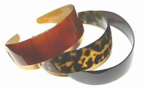 Women Brown Animal Spot Plain Thick Wide Headband Hair Accessory Made in France - Picture 1 of 6