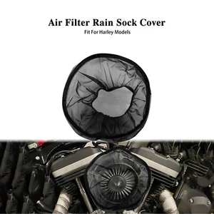 Black Air Filter Cleaner Rain Sock Cover Fit For Harley Touring Softail Dyna - Picture 1 of 18