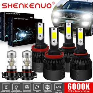 For Jeep Compass 2011 2012 2013 - 6000K LED Headlight + Fog Bulbs Combo Kit 6PCS - Picture 1 of 12