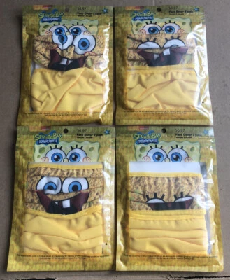 Menge 8 (4x 2er Pack) NEU SpongeBob Schwammkopf gelb wiederverwendbar Jugend Gesichtsmasken - Bild 1 von 4