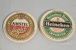 Lot of 13 Cardboard Beer Coasters Two Sides Amstel Light & Heineken NEW - Picture 1 of 2