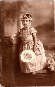 ADORABLE LITTLE GIRL : IN COSTUME : CARNIVAL : RPPC - Picture 1 of 3