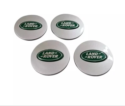 Juego de 4 tapacubos centrales para llantas Land Rover cubierta de llanta verde plata brillante Foto 1 de 2