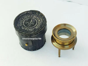 Antique Brass Adjustable Magnifying Glass Brass Tripod Stand Brown Desktop Gift - Picture 1 of 5