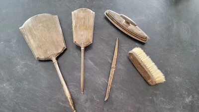 Antiguo juego de 5 tocador Webster de plata de ley con monograma. Foto 1 de 4