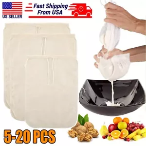 20x Filter Cheese Cloth Filter Bag Empty Tea Bag 100% Cotton Fine Mesh Portable - Picture 1 of 15