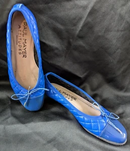 Paul Mayer Attitudes COBALT BLUE Quilted Ballet Flats Shoes Size 6 Spain - Picture 1 of 10