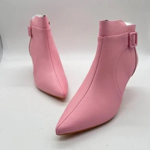 Allegra K Ankle Boots Womens 8.5 Pink Pointed Toe Kitten Heel Buckle Detail - Picture 1 of 11