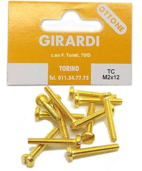 VITE A METALLO IN OTTONE TESTA CILINDRICA M2x12 - DIN 84 - UNI 6107  - Immagine 1 di 1