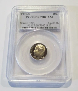 1978-S 10C PCGS PR69DCAM Roosevelt Dime Proof Verified PCGS #95257.69/71621823 - Bild 1 von 2