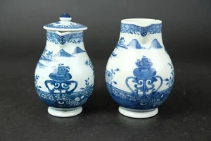 2 blue and white chinese and chinese style ewers, qing  - Picture 1 of 8
