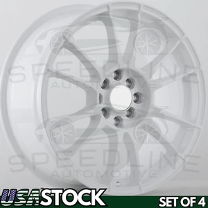 Wheels 4x100 / 4x11 4.3 15 Inch Rims 15x6.5 Set of 4 Style US Stock Square White - Picture 1 of 2